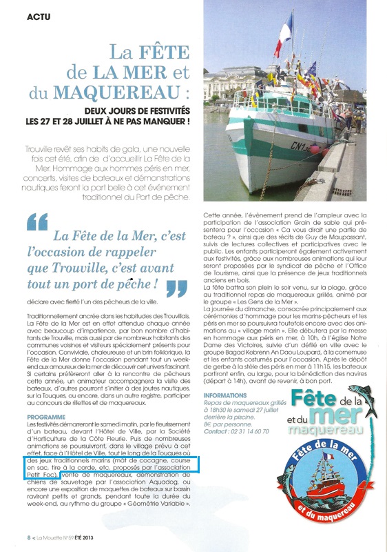 Fête de la Mer et du Maquereau - La Mouette n° 59 - Eté 2013