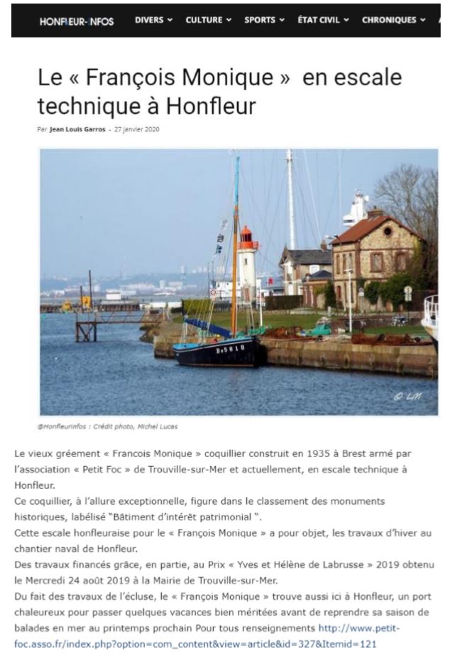 Article dans Honfleur-Infos