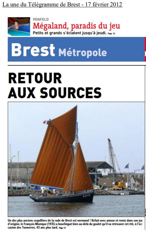 Une du Télégramme de Brest - 17.02.2012